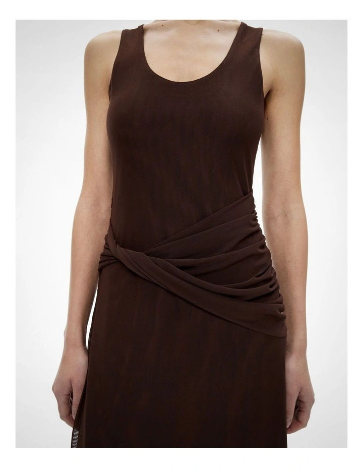 Twist Scoop Mesh Dress in Espresso image 3
