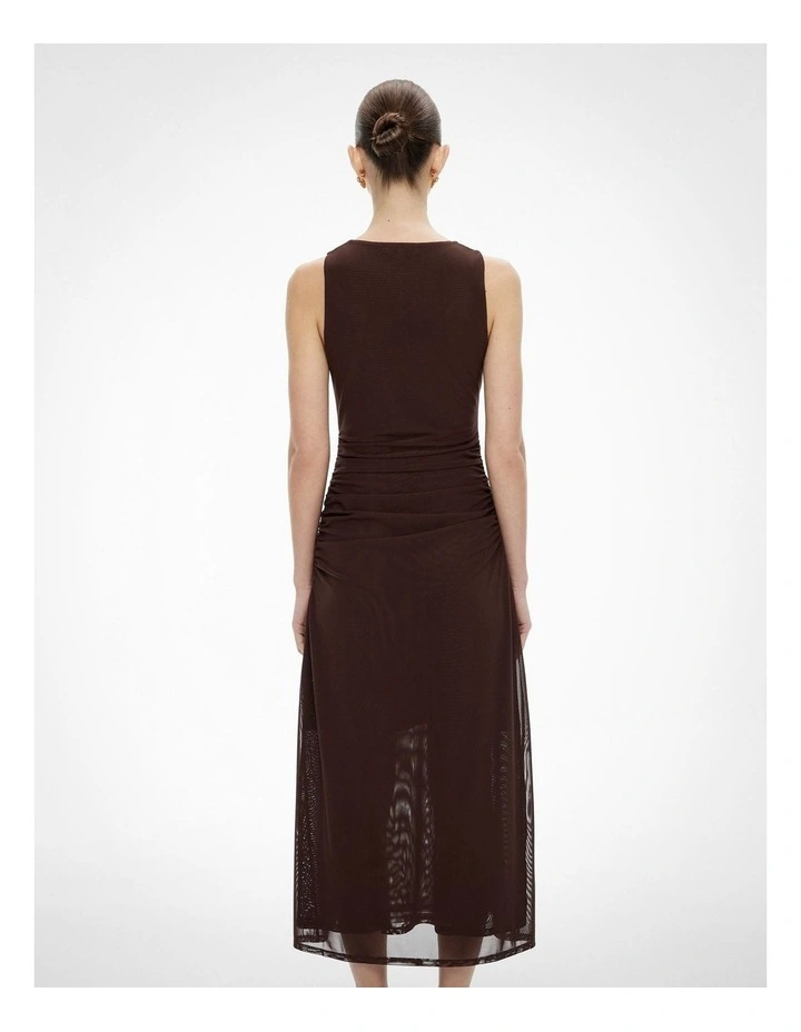 Twist Scoop Mesh Dress in Espresso image 4