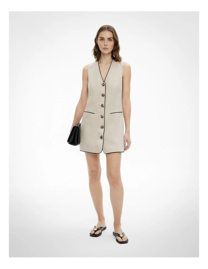 Contrast Piped Dress in Sand image 2