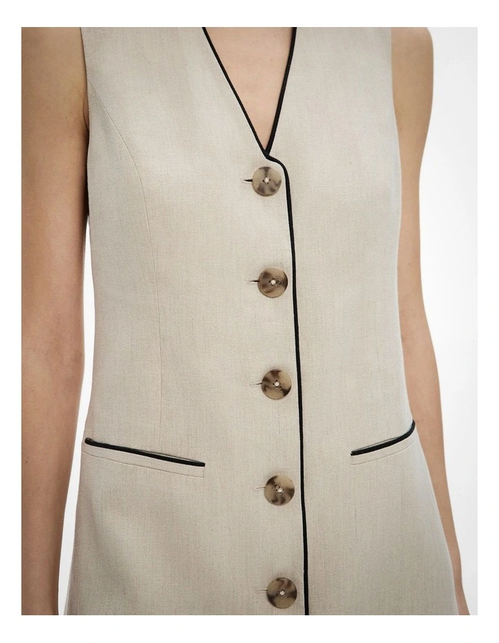 Contrast Piped Dress in Sand image 3