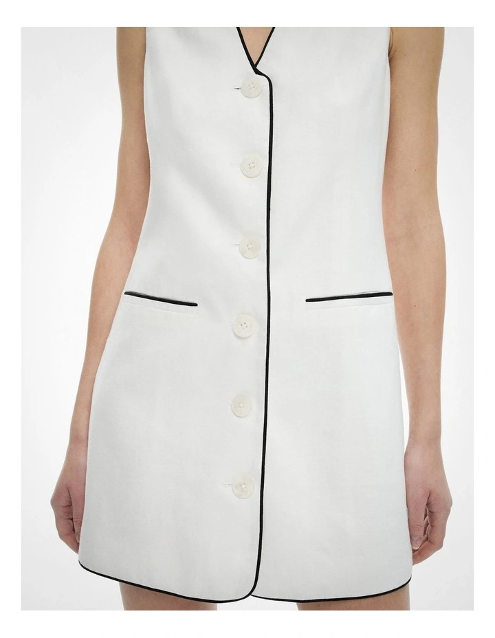 Contrast Piped Dress in Fresh White image 3
