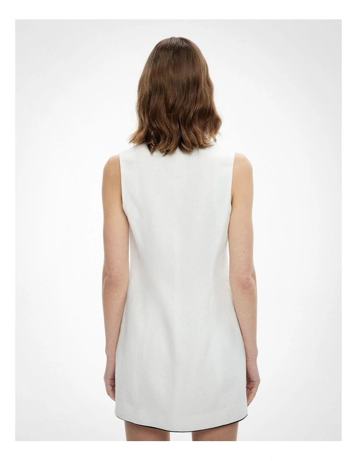 Contrast Piped Dress in Fresh White image 5
