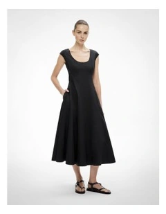 Cap Sleeve Panel Dress in Black