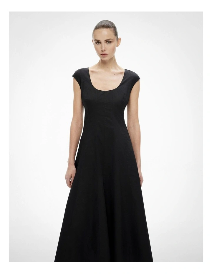Cap Sleeve Panel Dress in Black image 2