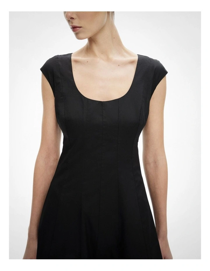 Cap Sleeve Panel Dress in Black image 3