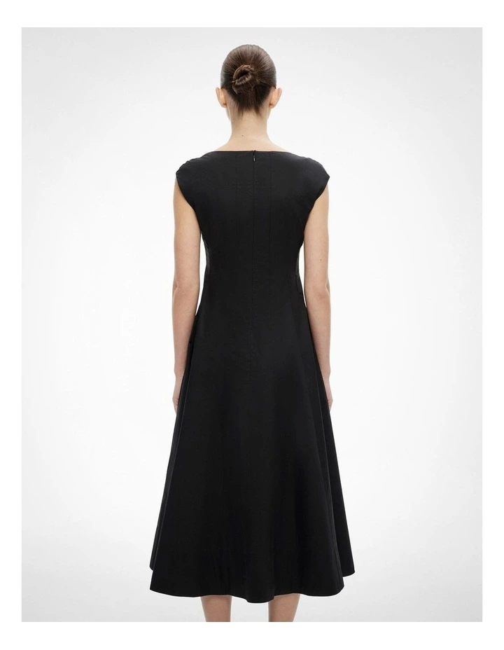Cap Sleeve Panel Dress in Black image 4