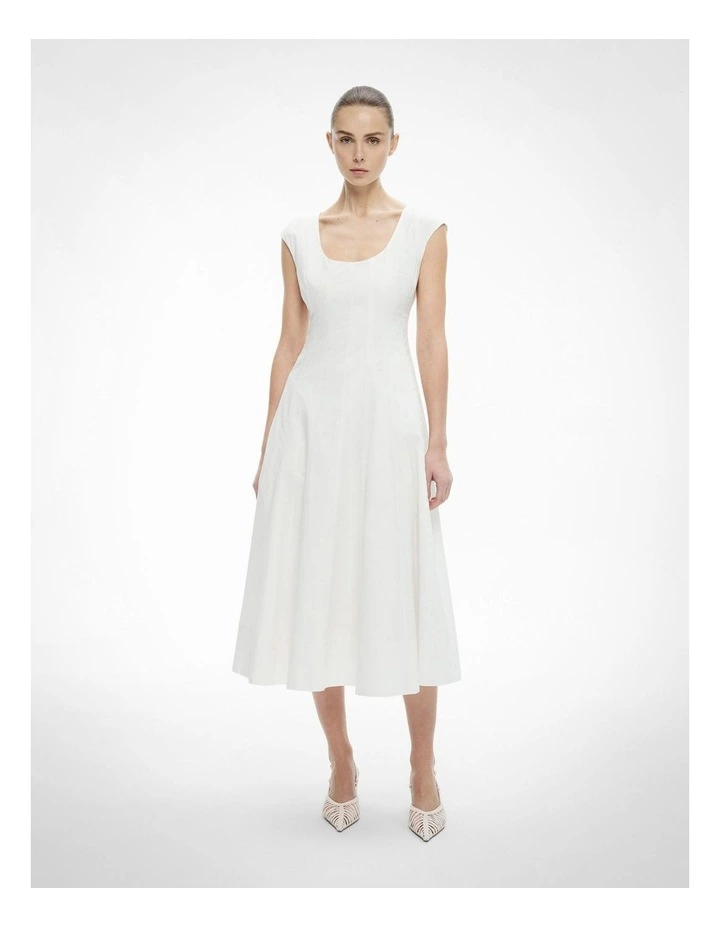 Cap Sleeve Panel Dress in Fresh White image 1