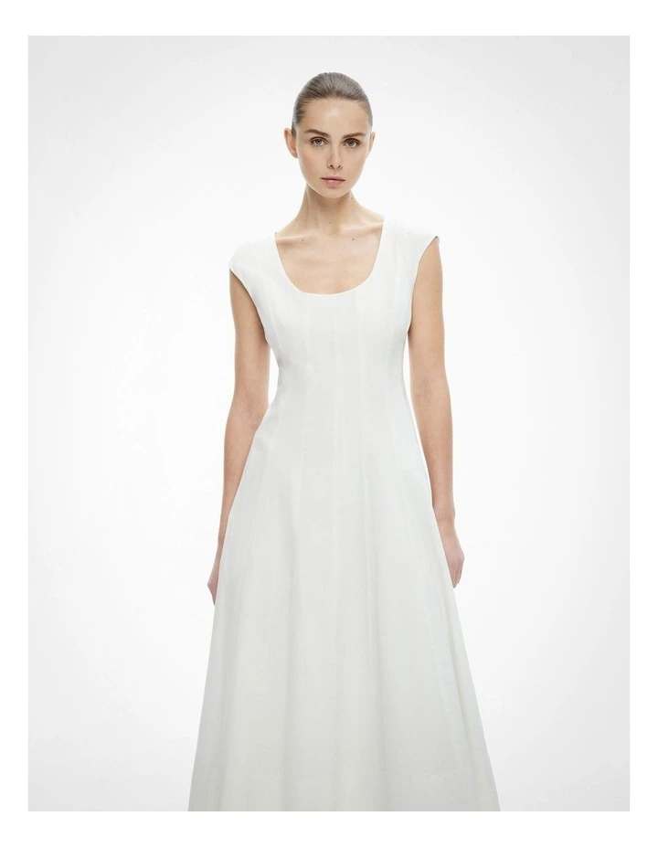 Cap Sleeve Panel Dress in Fresh White image 2