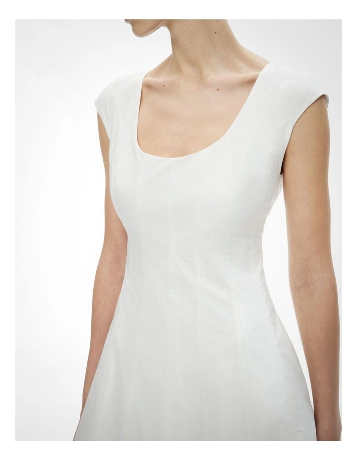 Cap Sleeve Panel Dress in Fresh White image 3