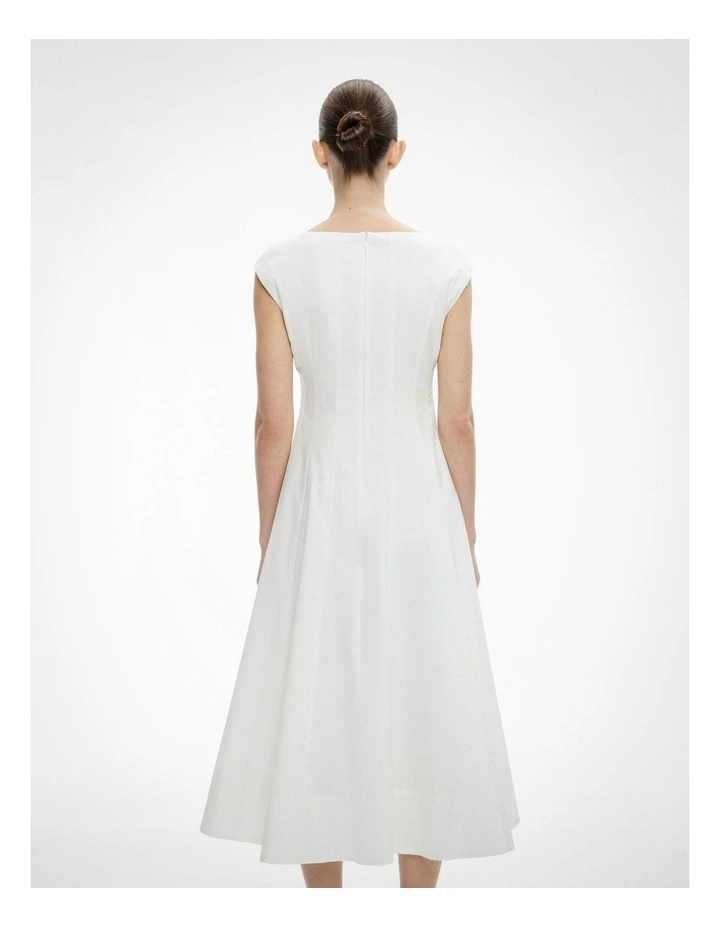 Cap Sleeve Panel Dress in Fresh White image 4