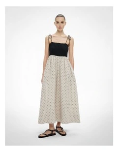 Shirred Maxi Dress in Sand Spot