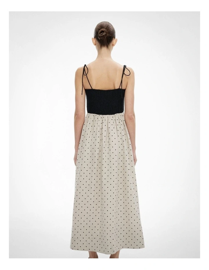 Shirred Maxi Dress in Sand Spot image 4