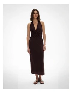 Twist Jersey Dress in Espresso