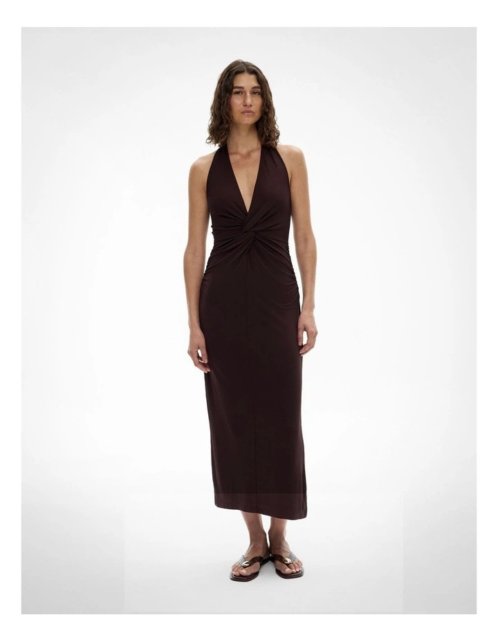 Twist Jersey Dress in Espresso image 1