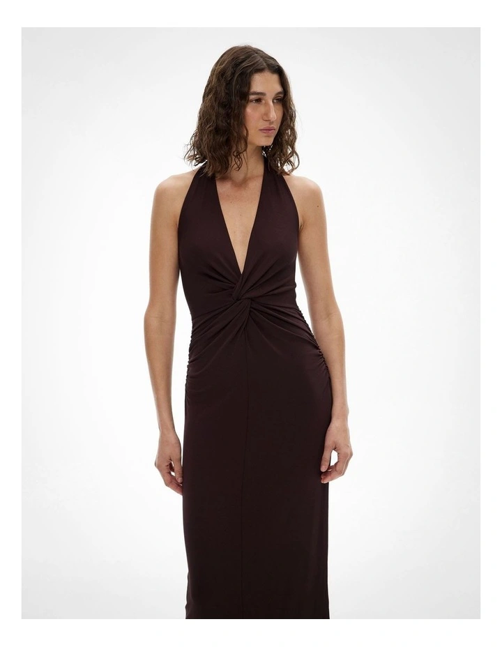 Twist Jersey Dress in Espresso image 2