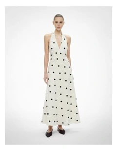 Spot Halter Maxi Dress in Chalk Spot