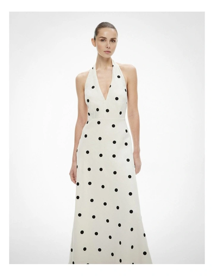 Spot Halter Maxi Dress in Chalk Spot image 2