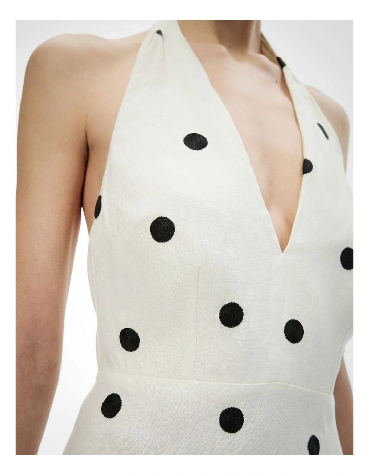 Spot Halter Maxi Dress in Chalk Spot image 3