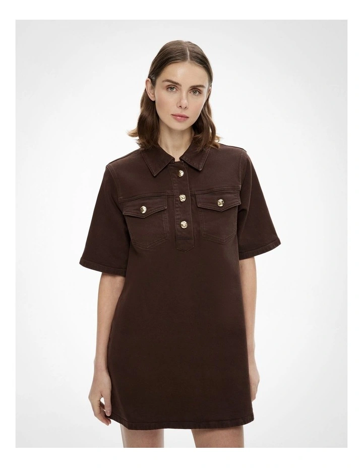 Denim T-shirt Dress in Espresso image 1