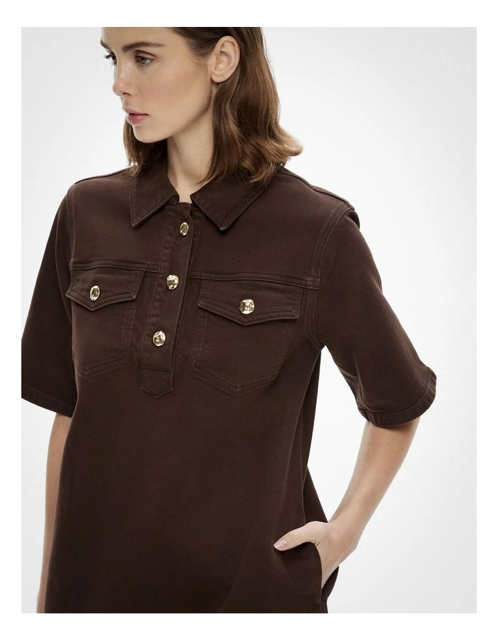 Denim T-shirt Dress in Espresso image 3