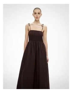 Shirred Maxi Dress in Espresso