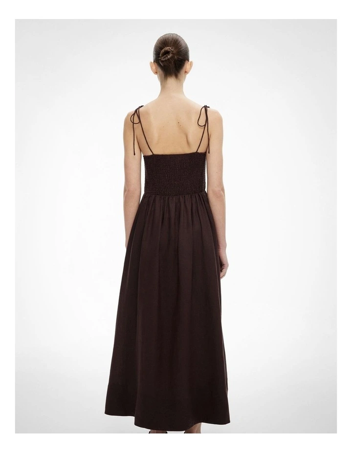 Shirred Maxi Dress in Espresso image 4