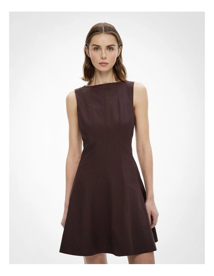Panelled Mini Dress in Espresso image 2