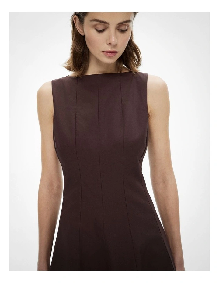Panelled Mini Dress in Espresso image 3