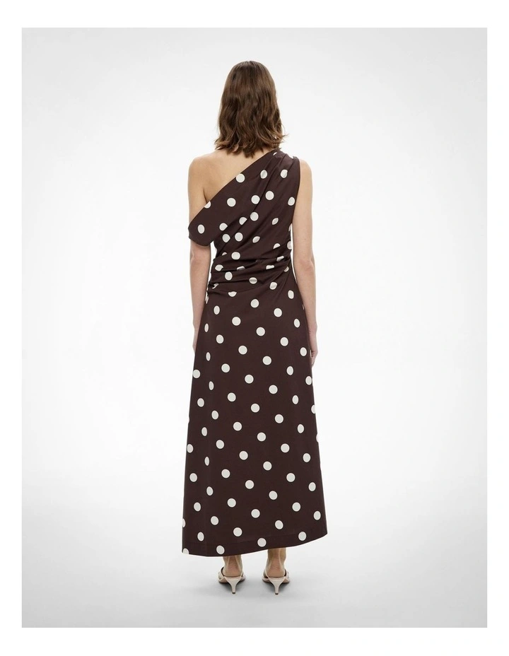 Asymmetrical Shoulder Dress in Espresso Spot image 4