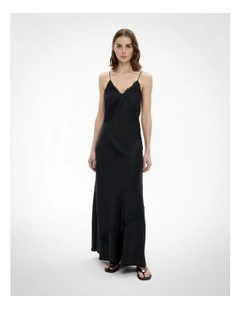 Lace Trim Maxi Dress in Black