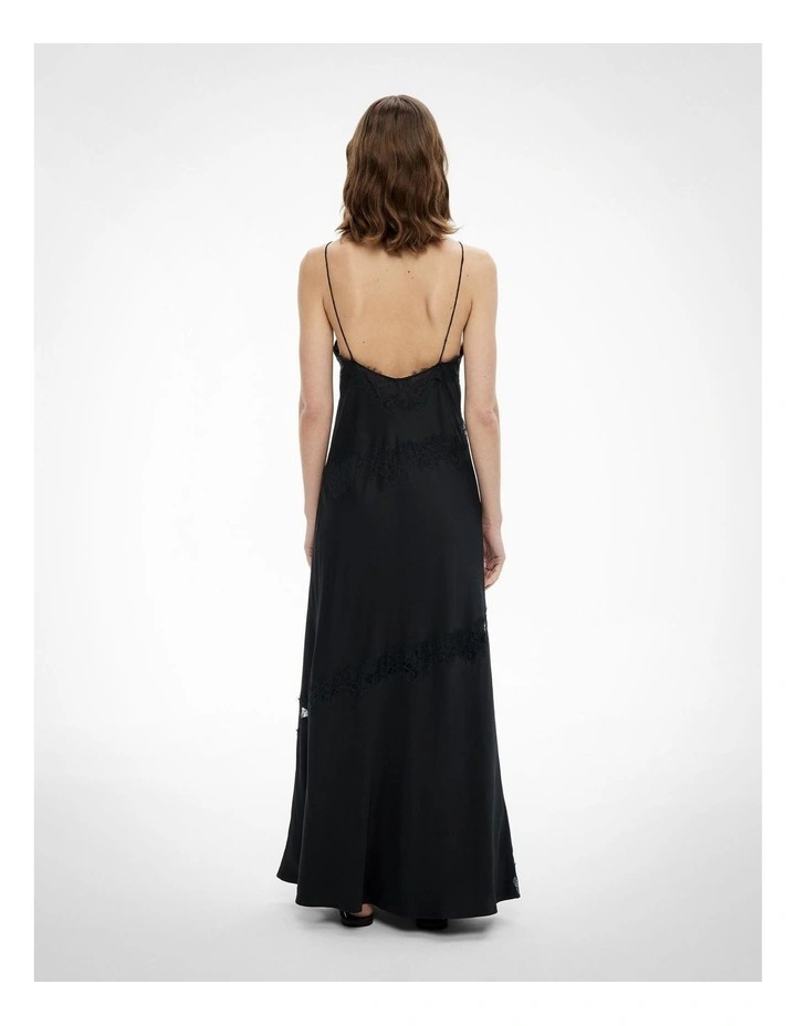Lace Trim Maxi Dress in Black image 2