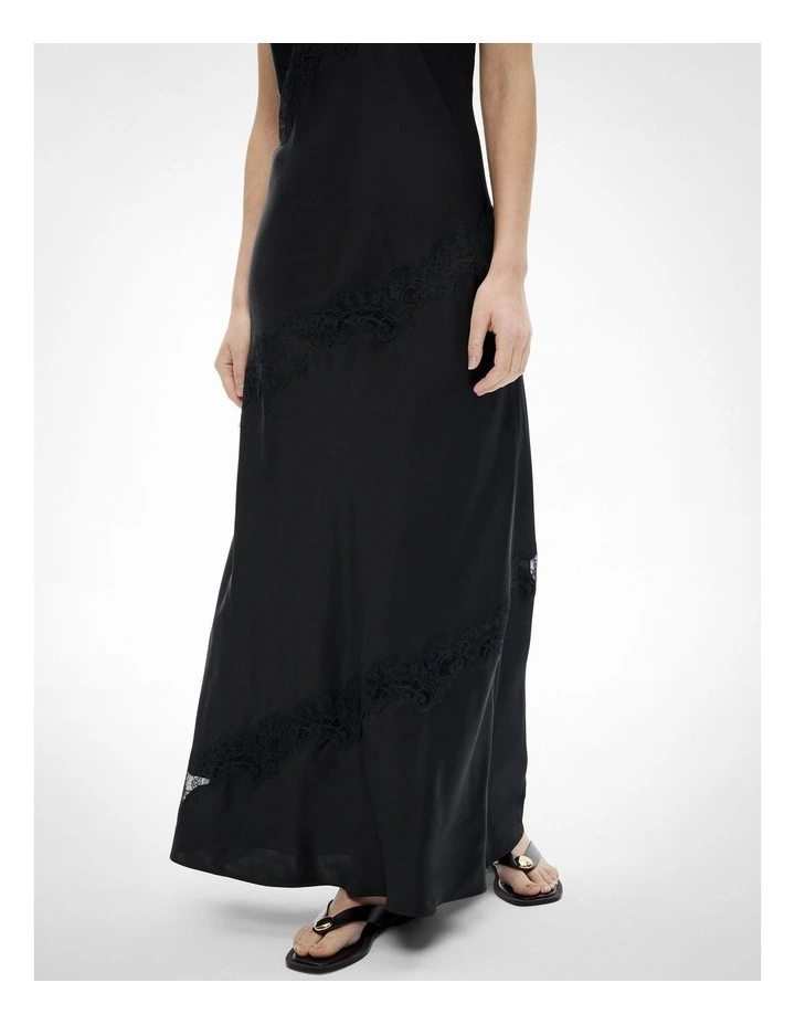 Lace Trim Maxi Dress in Black image 4
