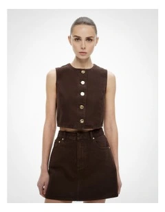 Denim Vest in Espresso