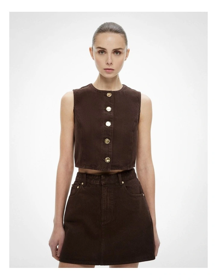 Denim Vest in Espresso image 1