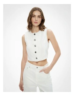 Denim Vest in Parchment