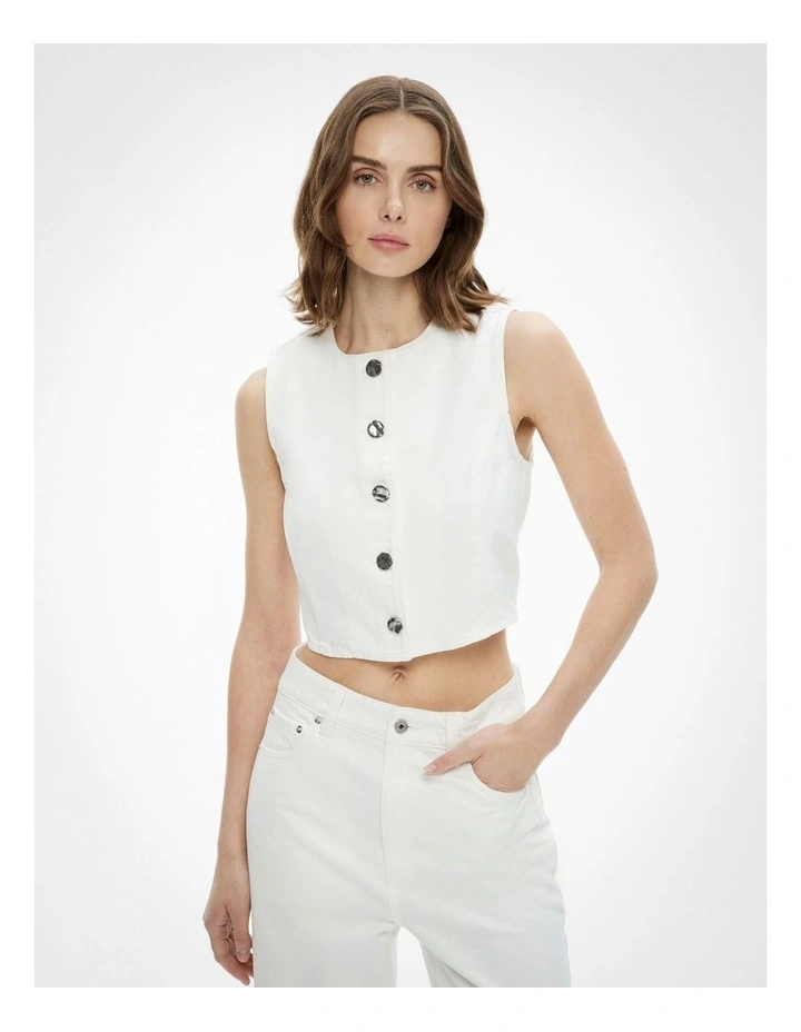 Denim Vest in Parchment image 1