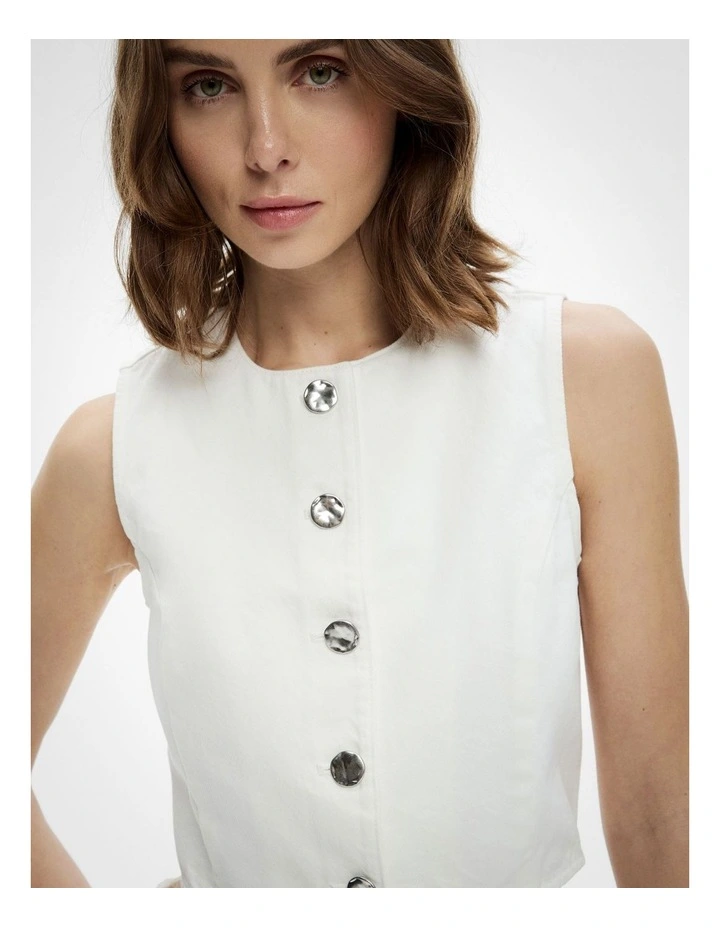 Denim Vest in Parchment image 3
