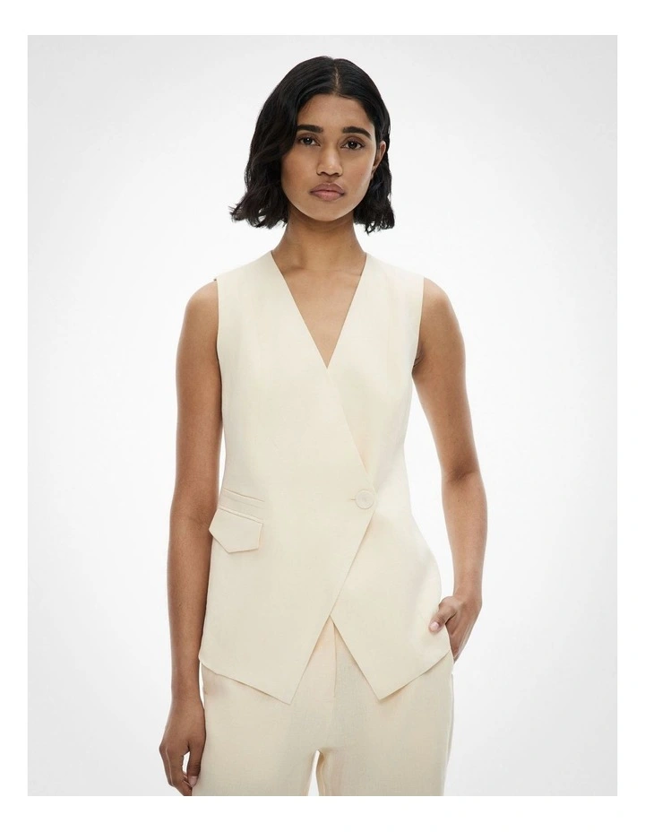 Overlap Button Vest in Lemon Butter image 1
