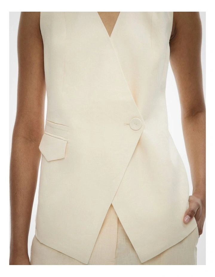 Overlap Button Vest in Lemon Butter image 3