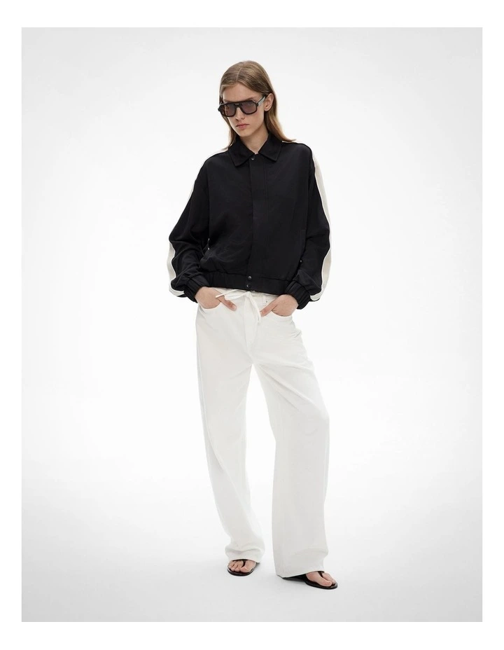 Zip Through Track Jacket in Black image 1
