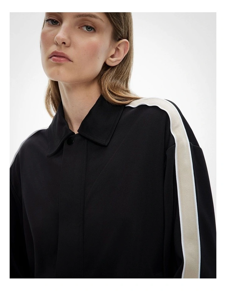 Zip Through Track Jacket in Black image 4