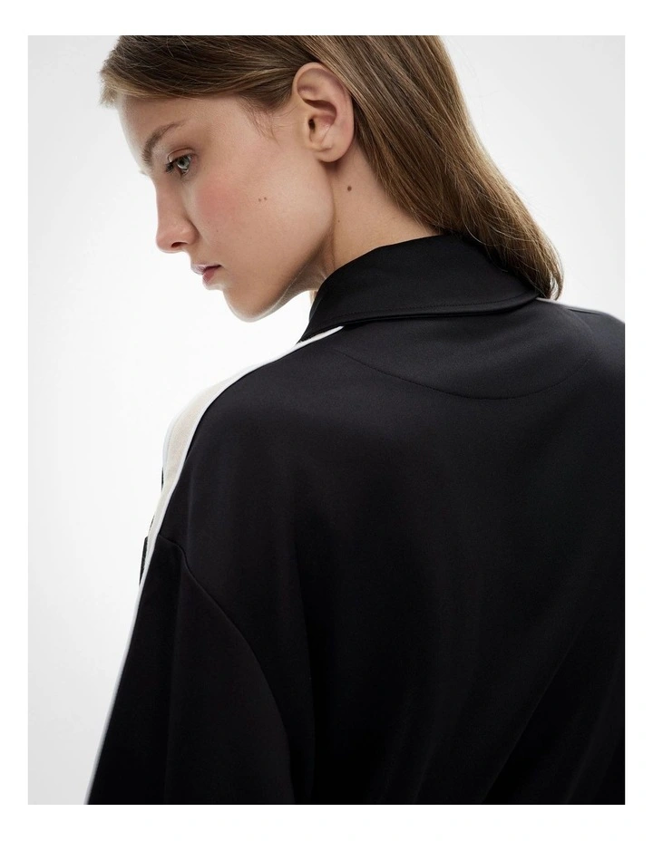 Zip Through Track Jacket in Black image 5