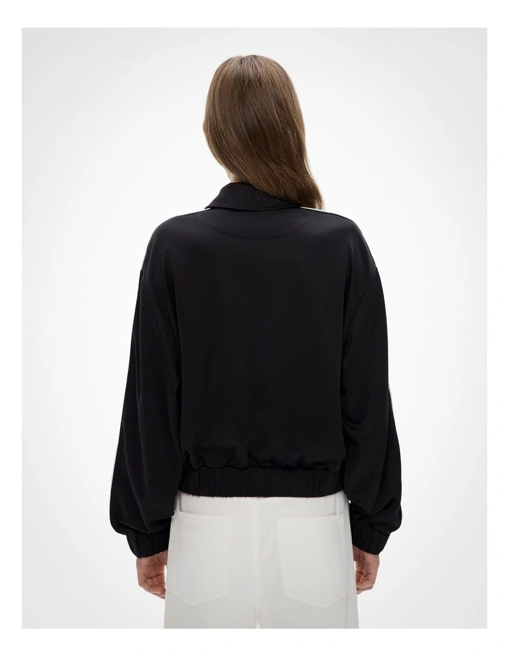 Zip Through Track Jacket in Black image 6