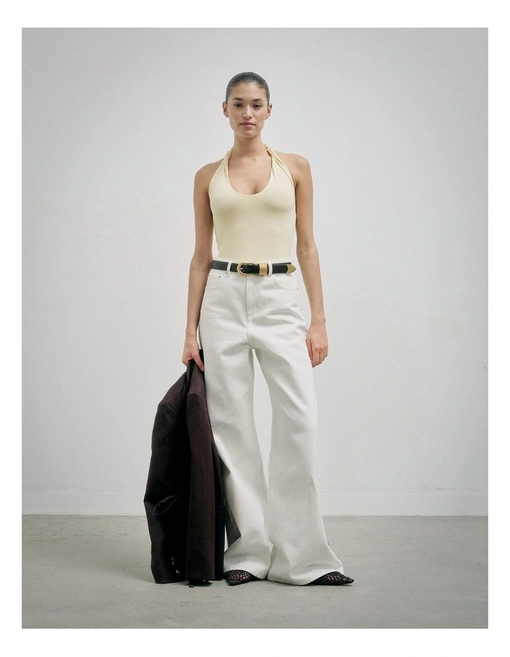 Button Detail Jeans in Parchment image 2