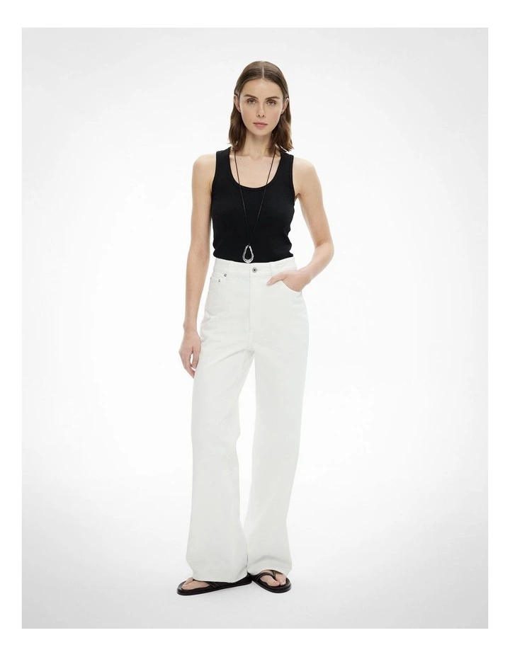 Button Detail Jeans in Parchment image 3