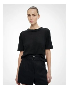 Linen Knit T-shirt in Black