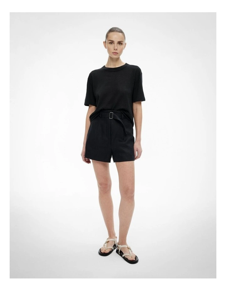 Linen Knit T-shirt in Black image 2