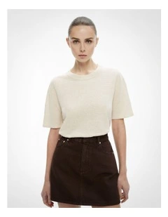 Linen Knit T-shirt in Sand