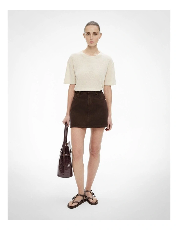 Linen Knit T-shirt in Sand image 2