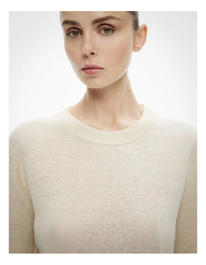 Linen Knit T-shirt in Sand image 3